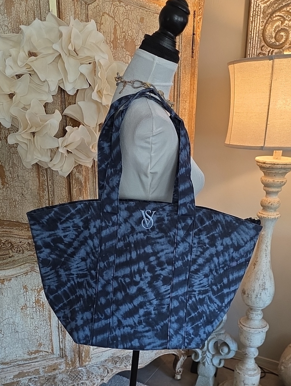 Victoria's Secret Navy Tie-Dye Canvas Tote